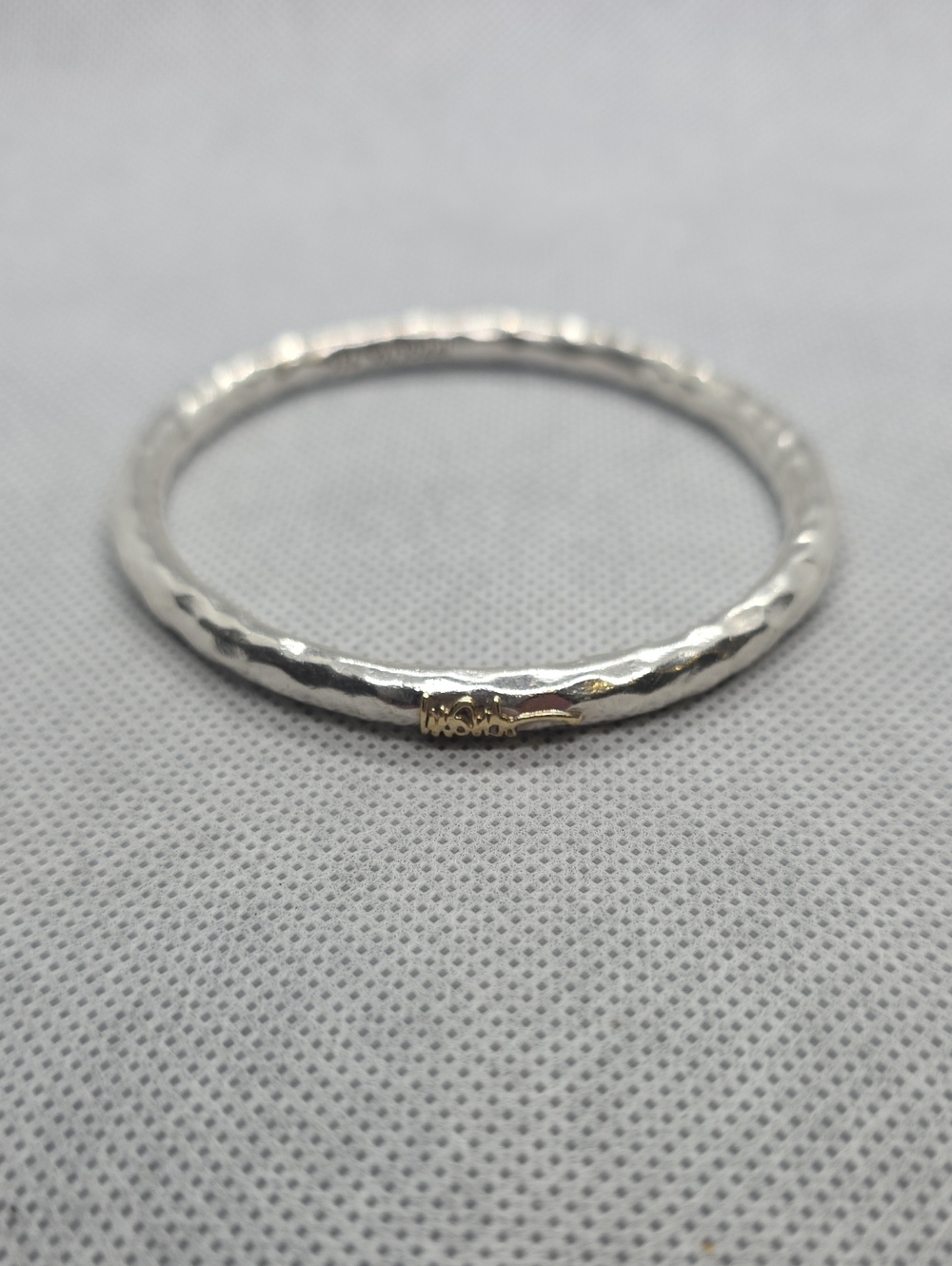 Ippolita Classico Super Thick  Hammered Sterling Silver Bangle with Gold Accent